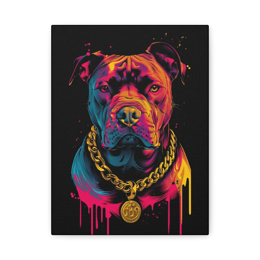Neon Pitbull Canvas Art, Pet Lover Wall Decor, Modern Home Decor, Unique Gift for Dog Lovers, Vibrant Animal Portrait - VYBE Shop