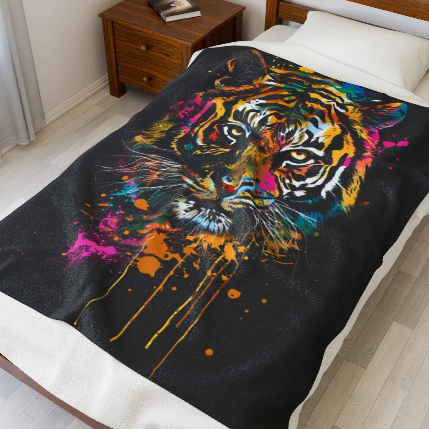 Vibrant Tiger Plush Blanket