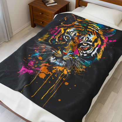 Vibrant Tiger Plush Blanket