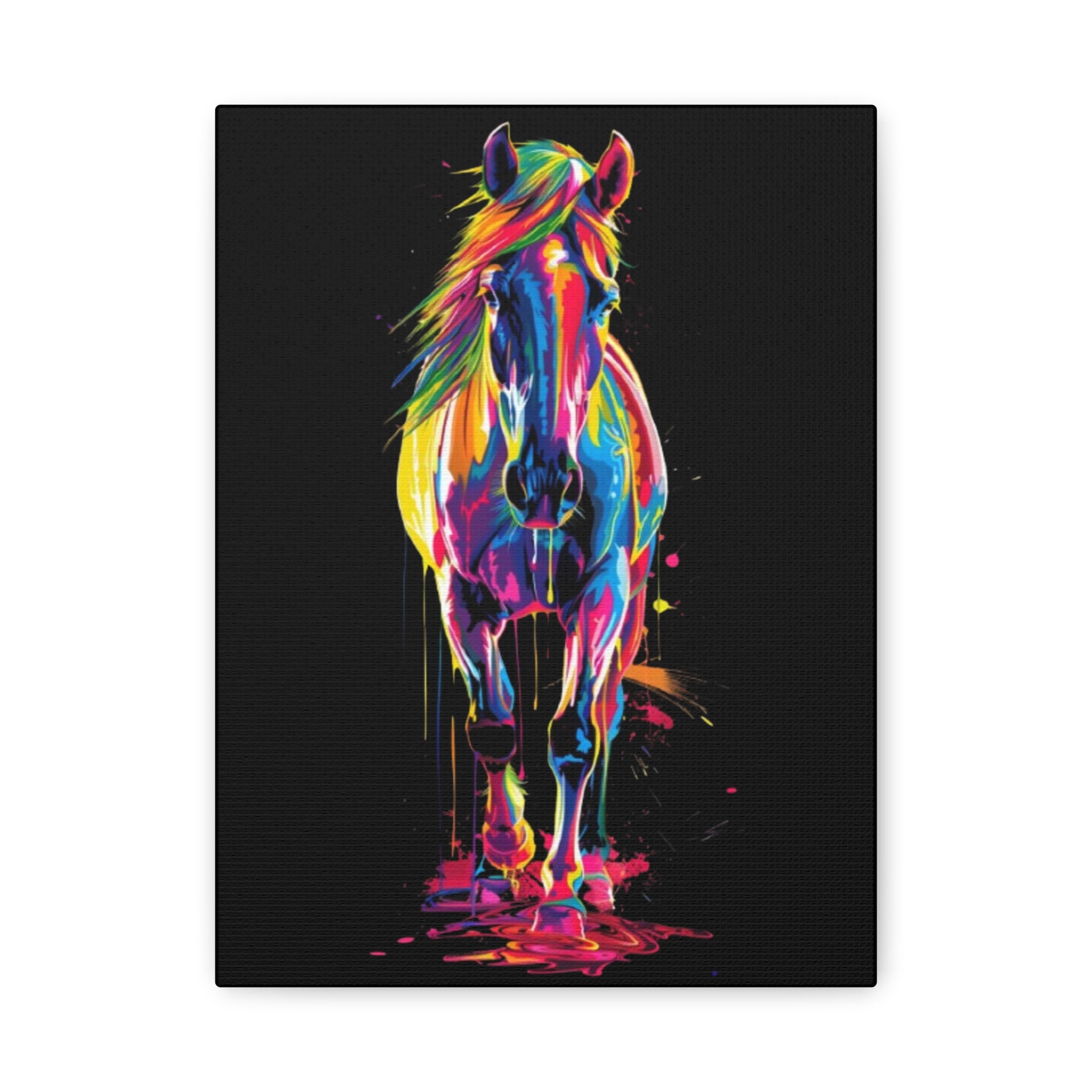 Neon Horse Canvas Art Print, Colorful Wall Decor for Animal Lovers, Horse Lover Gift, Equine Home Decor, Art for Kids Room - VYBE Shop