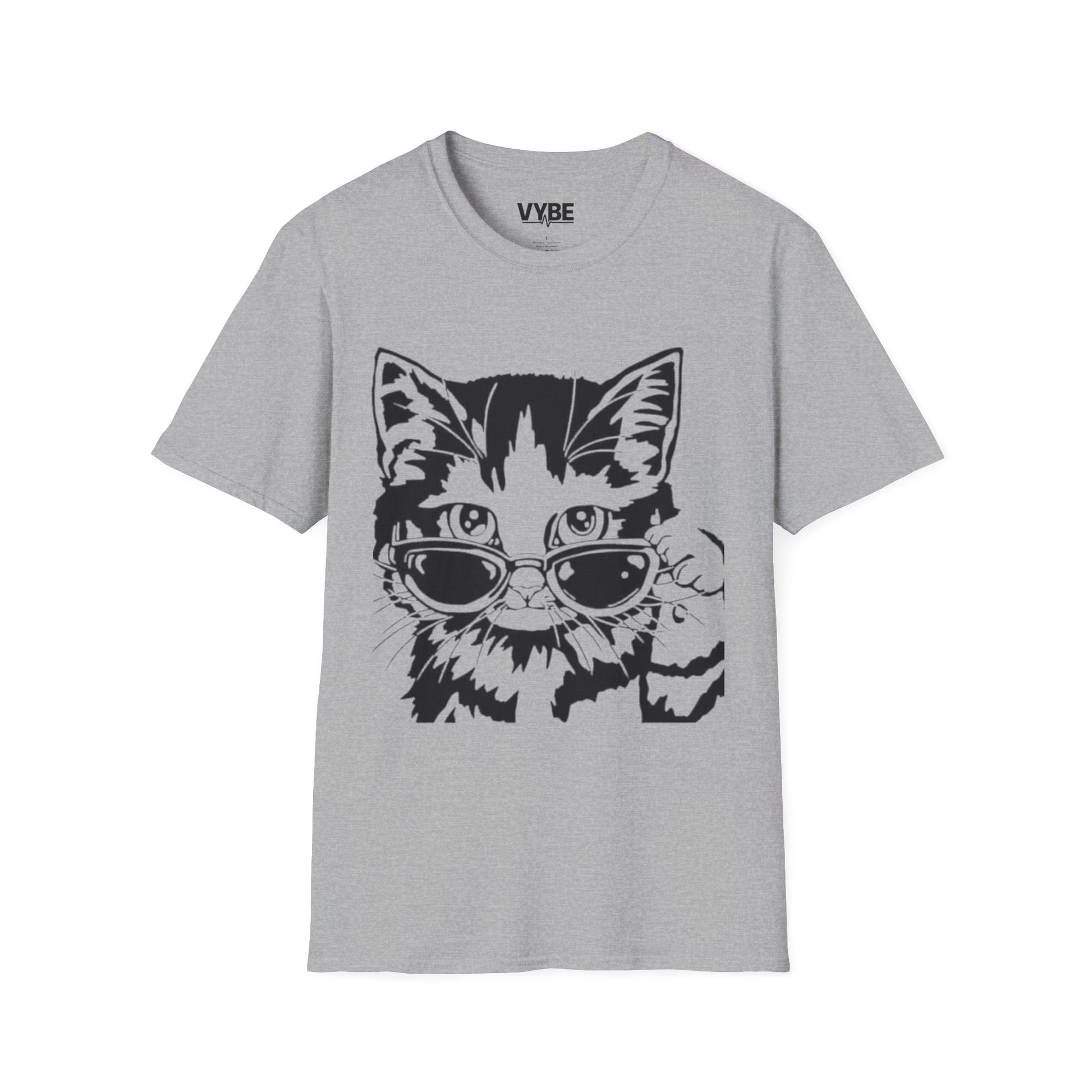 Cute- Cool Cat Sunglasses T-Shirt, Cute Kitty Tee, Gift For Feline Lovers - VYBE Shop