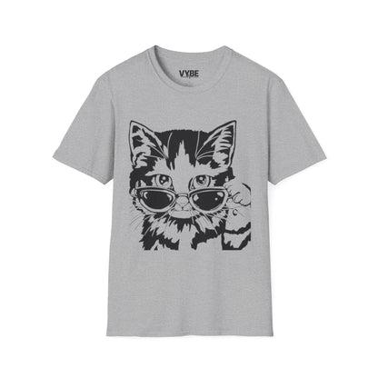 Cute- Cool Cat Sunglasses T-Shirt, Cute Kitty Tee, Gift For Feline Lovers - VYBE Shop
