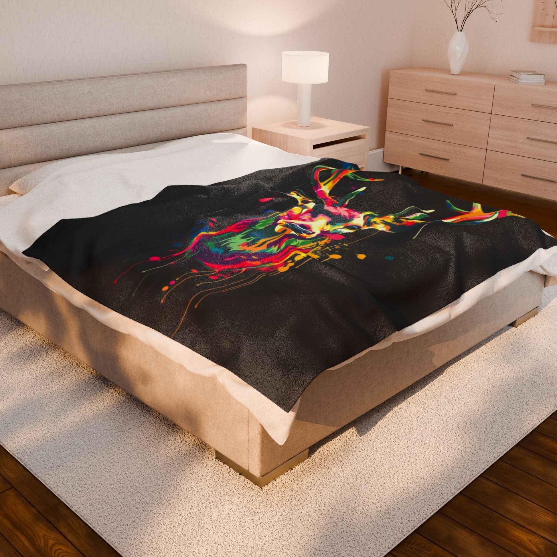 Vibrant Deer Plush Blanket