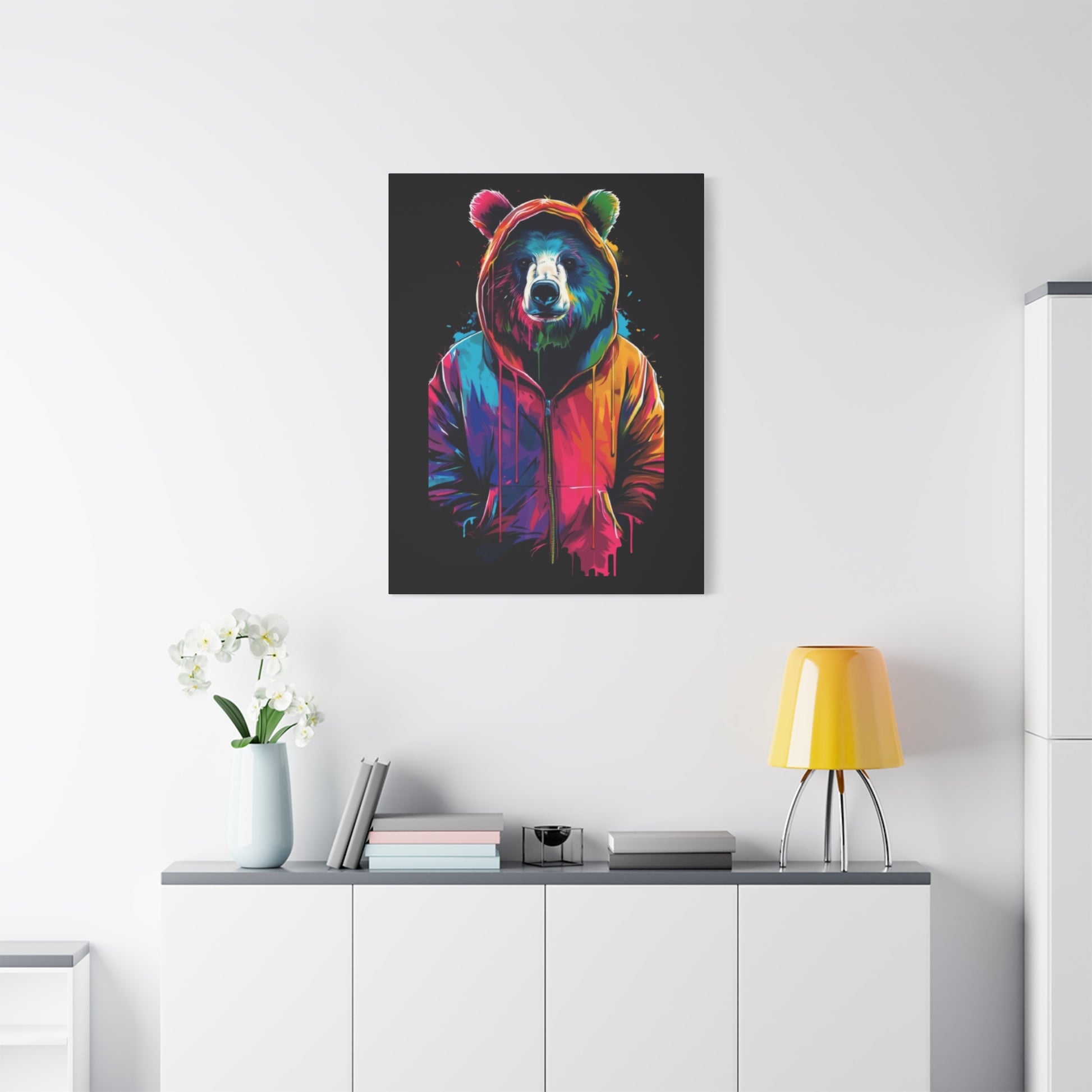 Vibrant Bear Canvas Art, Colorful Wall Decor, Modern Animal Painting, Home Aesthetic, Unique Gift Idea, Wildlife Lover Decor - VYBE Shop