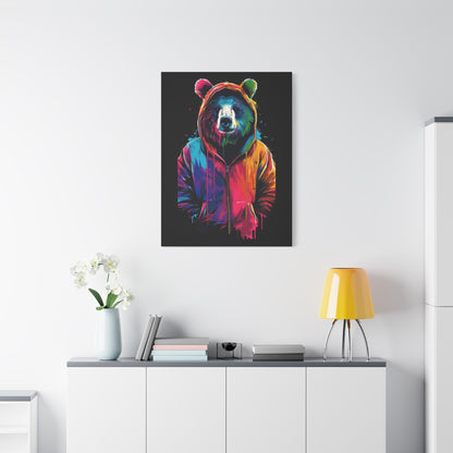 Vibrant Bear Canvas Art, Colorful Wall Decor, Modern Animal Painting, Home Aesthetic, Unique Gift Idea, Wildlife Lover Decor - VYBE Shop