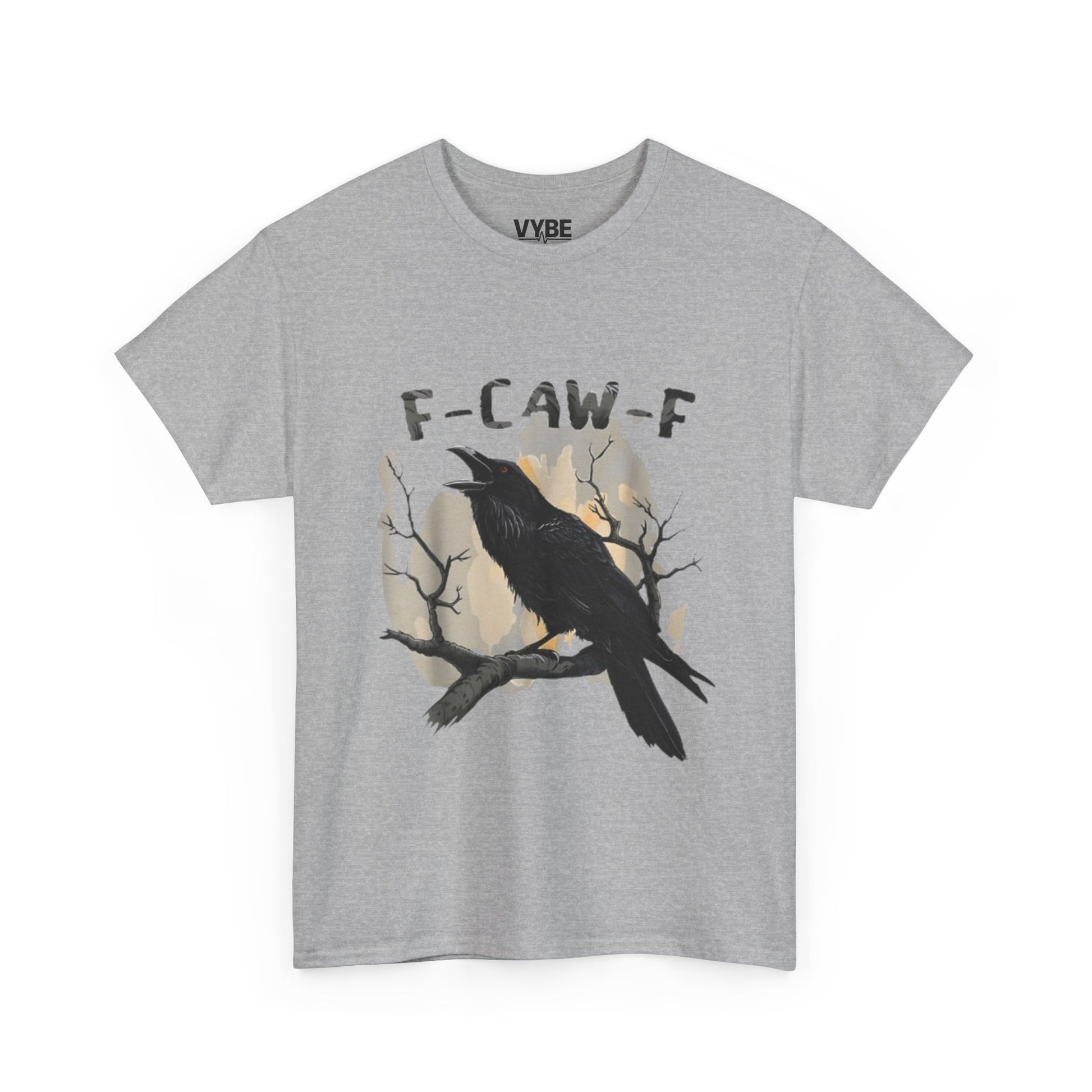 Funny F-Caw-F Unisex Heavy Cotton Tee, Funny Gift Idea, Crow Design - VYBE Shop