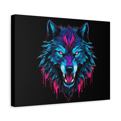 Neon Wolf Canvas Art, Colorful Wolf Wall Decor, Animal Lover Gift, Bold Home Decoration, Unique Art Print - VYBE Shop