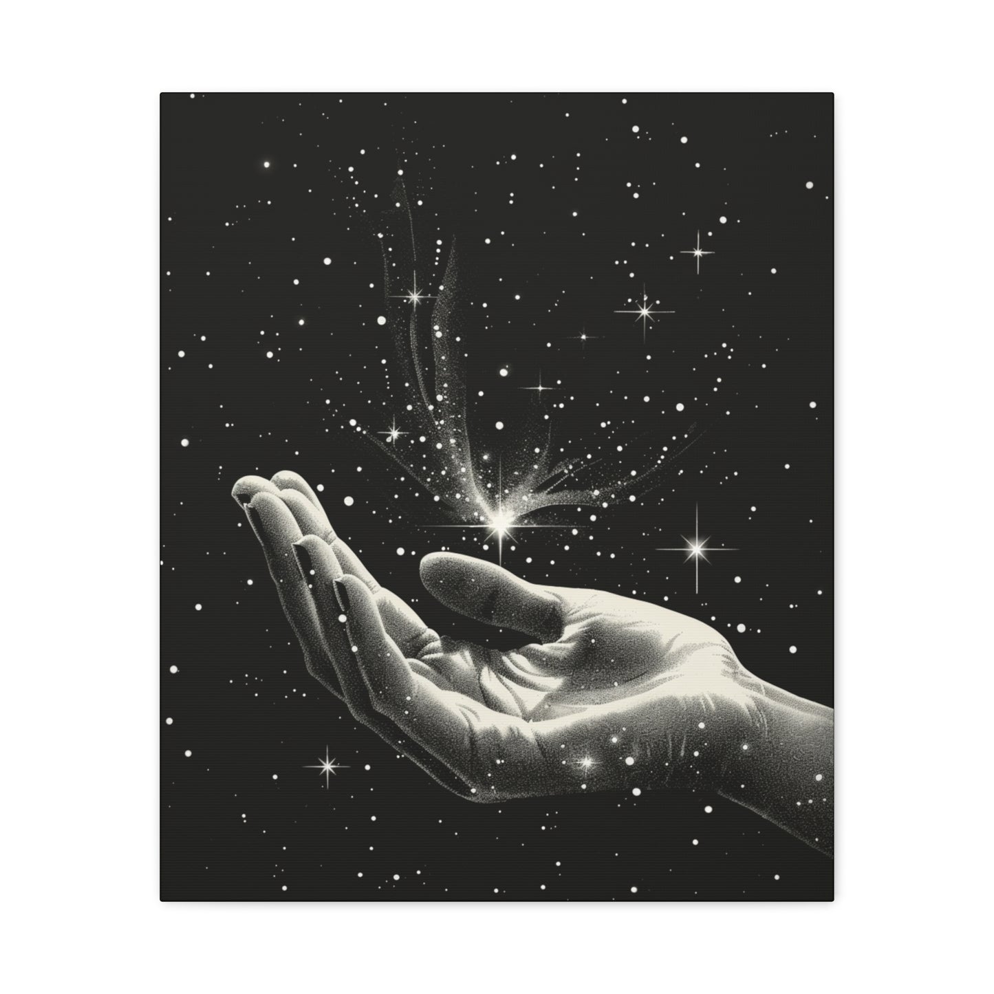 Stretched Canvas Wall Art, Celestial Hand Design, Spiritual Home Decor, Modern Art for Living Room, Gift for Space Lovers - VYBE Shop