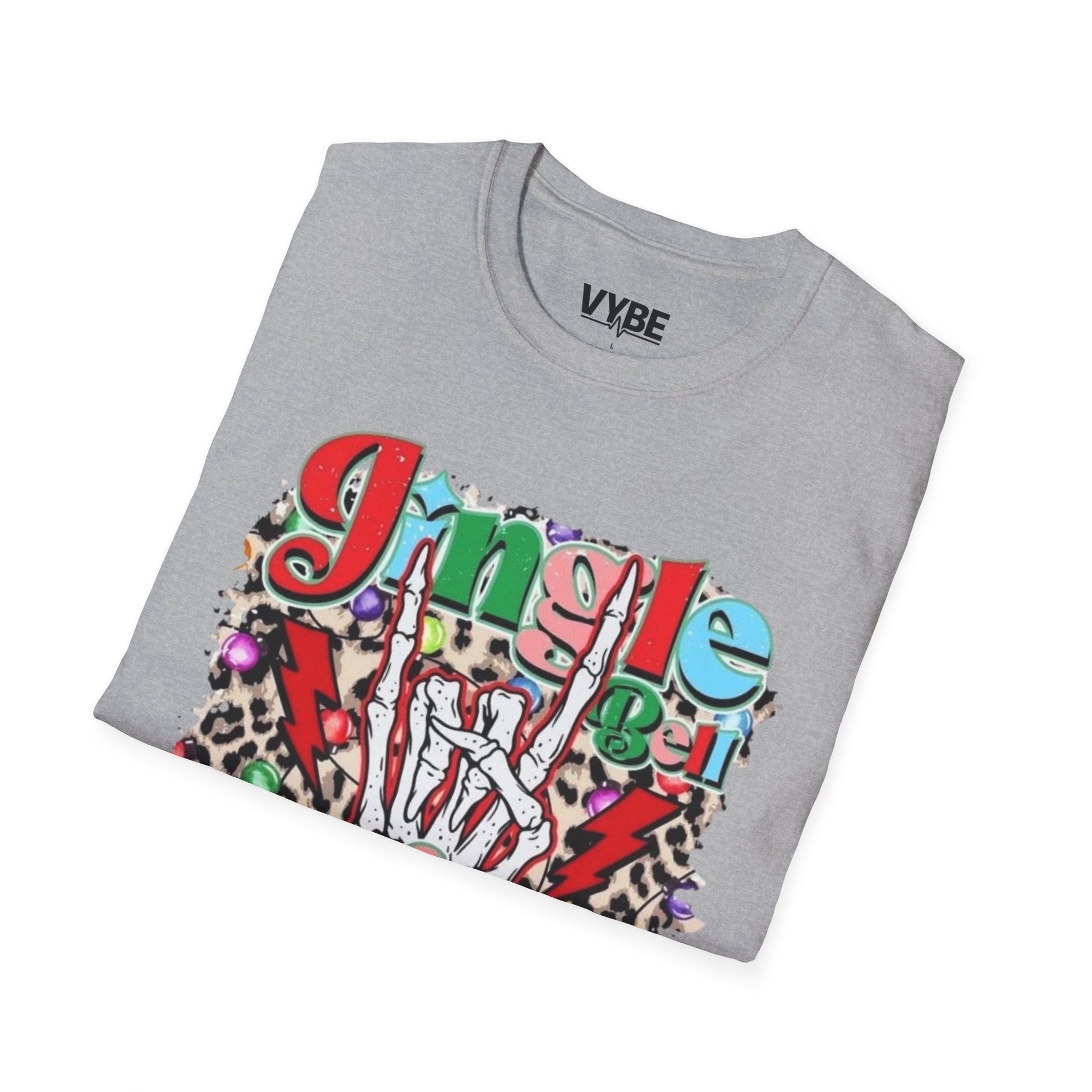 Christmas- Festive Rockin' Unisex T-Shirt Cute Edgy Skeleton Christmas Gift - VYBE Shop