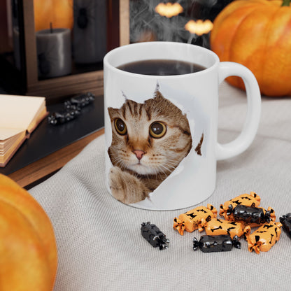 Cute Cat Ceramic Mug | Peek-a-Boo Design | Adorable Gifts for Cat Lovers | 11oz & 15oz Options - VYBE Shop