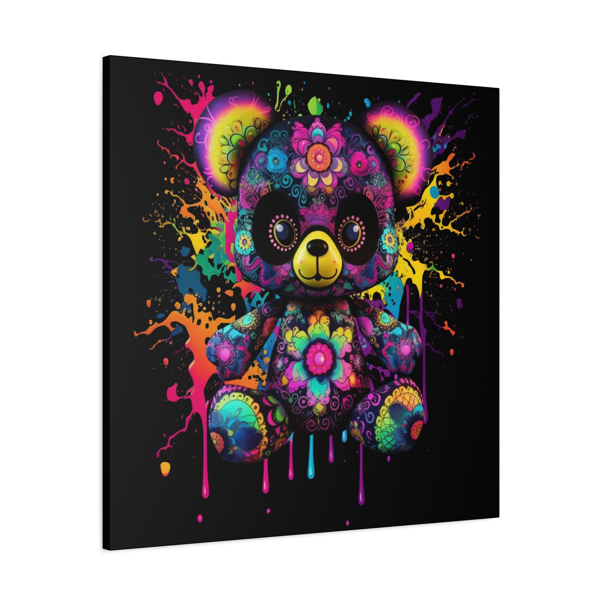 Artistic Bear Canvas Wall Art, Colorful Bear Decor, Playful Room Decor, Unique Gift for Kids, Nursery Wall Hanging - VYBE Shop