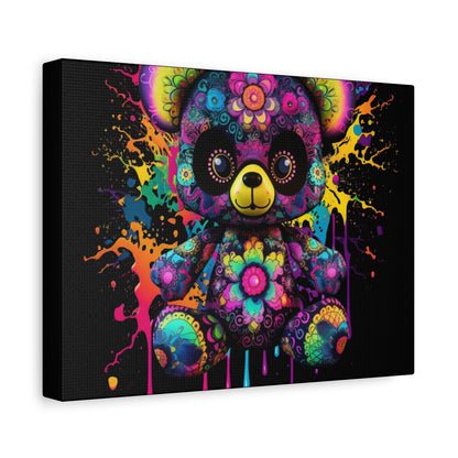 Artistic Bear Canvas Wall Art, Colorful Bear Decor, Playful Room Decor, Unique Gift for Kids, Nursery Wall Hanging - VYBE Shop