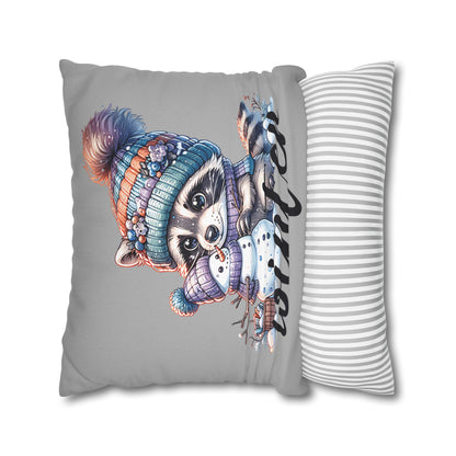 Winter Raccoon Pillowcase - Cozy Cute Animal Cushion for Seasonal Home Decor and Holiday Gift Idea - VYBE Shop