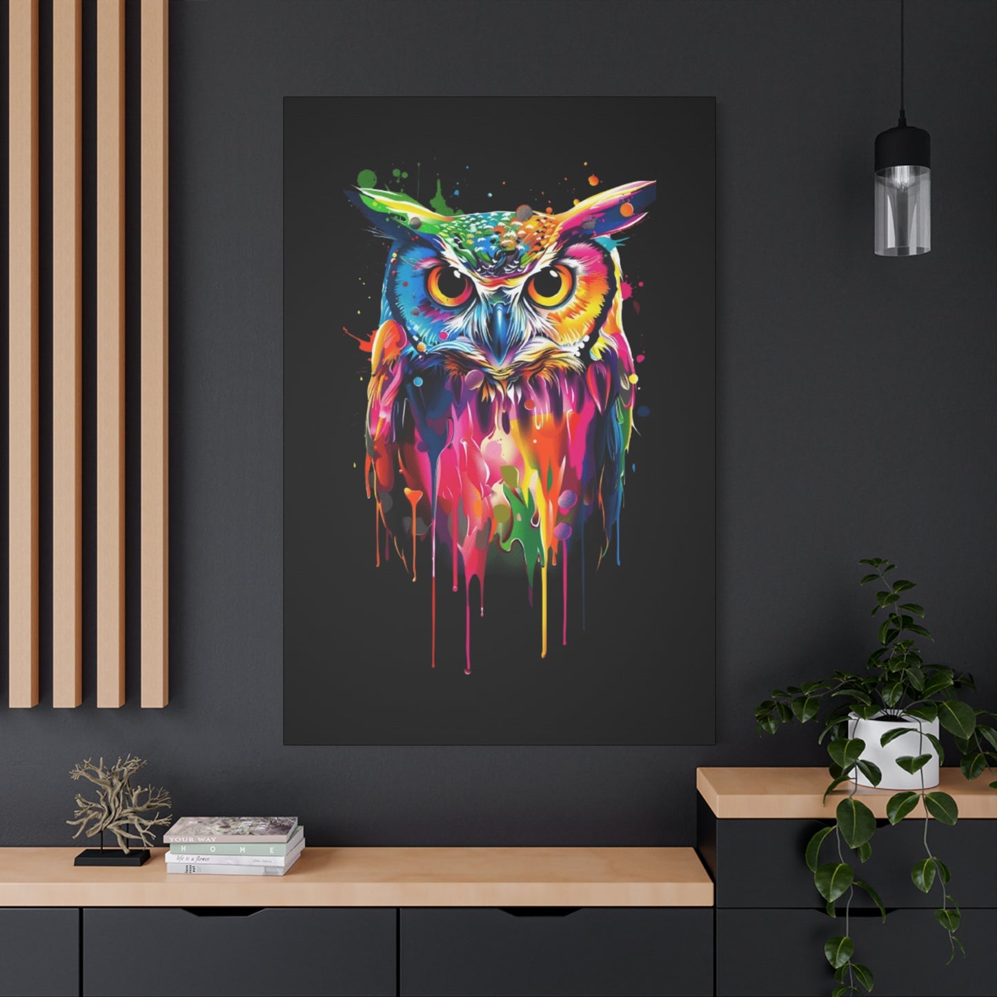 Neon Owl Matte Canvas Framed Print - VYBE Shop
