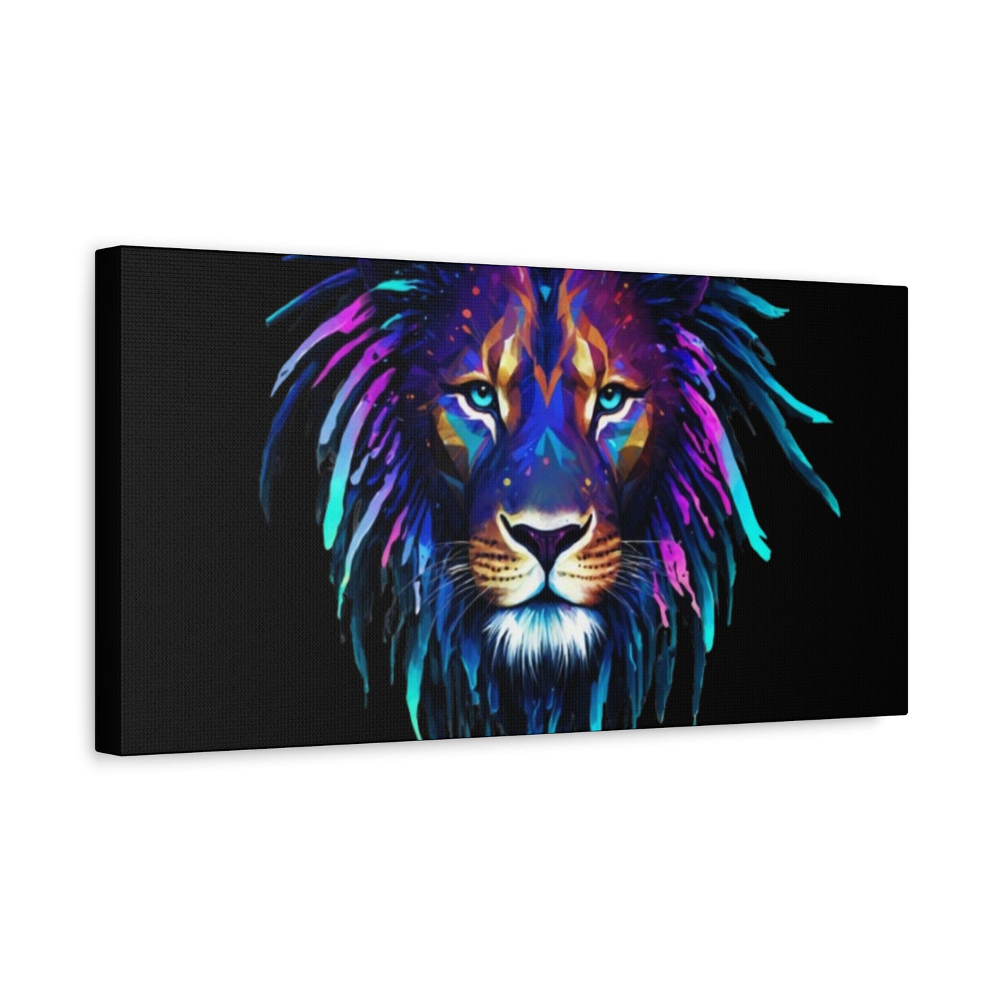 Neon Lion Canvas Wall Art, Colorful Home Decor, Animal Lover Gift, Jungle Theme Room Decoration, Unique Artwork for Living Room, [...] - VYBE Shop