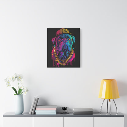 Neon Bulldog Canvas Art, Colorful Dog Wall Decor, Funky Pet Portrait, Dog Lover Gift, Unique Home Decoration - VYBE Shop