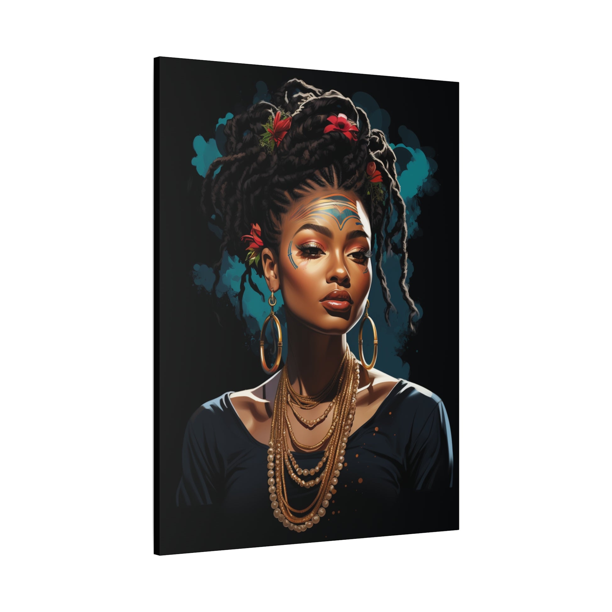 Bohemian Wall Art Canvas, Stunning Portrait Decor, Home Decoration, Unique Gift for Art Lovers, African Inspired Artwork, Living Room - VYBE Shop