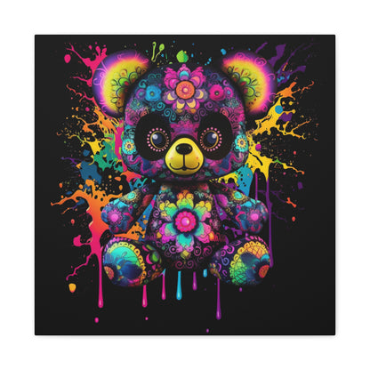 Artistic Bear Canvas Wall Art, Colorful Bear Decor, Playful Room Decor, Unique Gift for Kids, Nursery Wall Hanging - VYBE Shop