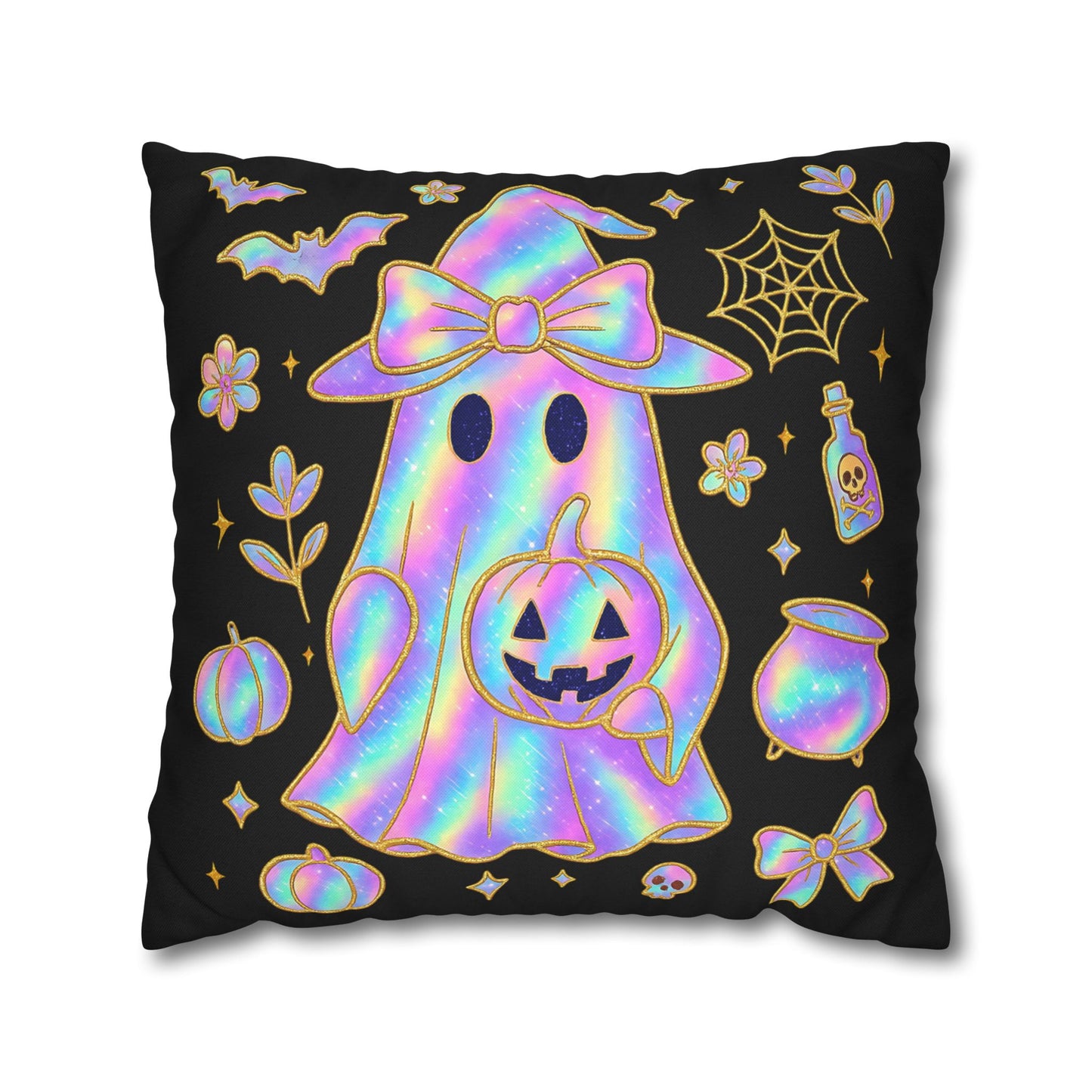 Holographic Ghost Pillowcase - Cozy Halloween Decor, Cute Cushion Cover, Spooky Gift for Fall Vibes - VYBE Shop