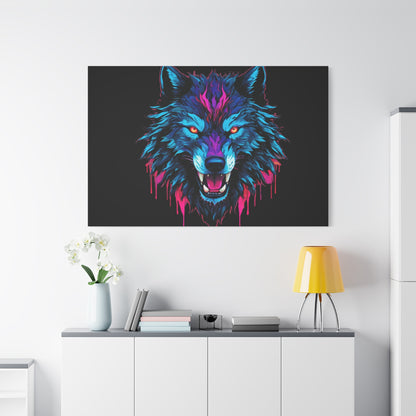 Neon Wolf Canvas Art, Colorful Wolf Wall Decor, Animal Lover Gift, Bold Home Decoration, Unique Art Print - VYBE Shop