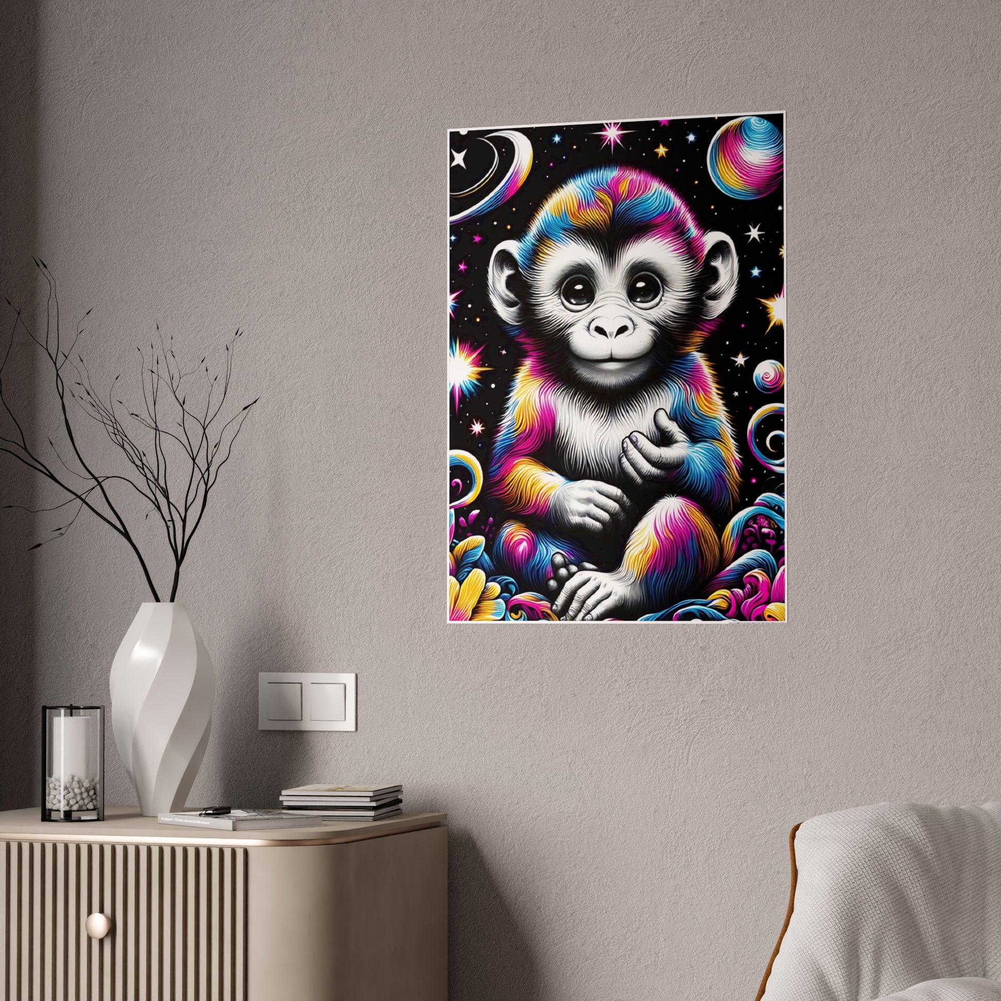 Vibrant Monkey Art Poster, Colorful Wall Decor - VYBE Shop