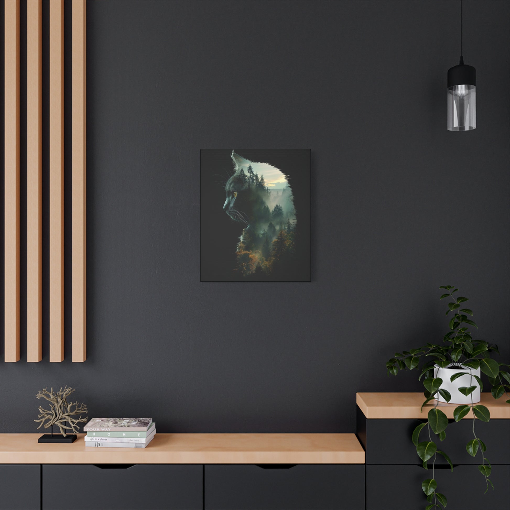 Cat Forest Matte Canvas Wall Art | Feline Home Decor, Gift for Cat Lovers, Nature Art Print, Unique Wall Decor, Cat-Themed Gift - VYBE Shop