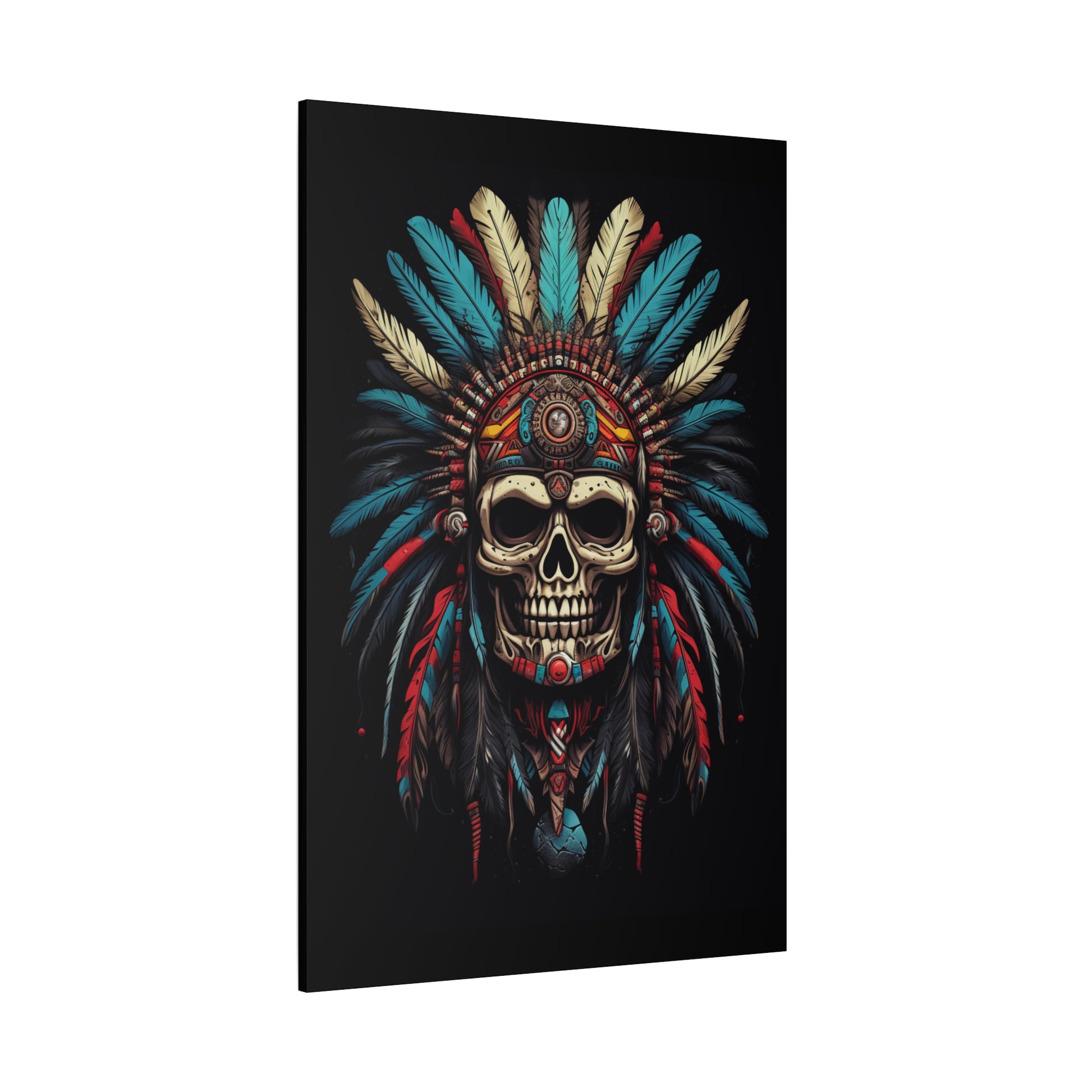 Bohemian Skull Canvas Art Print, Stretched Wall Decor, Unique Skull Artwork, Home Office Decoration, Ideal Gift for Art Lovers - VYBE Shop