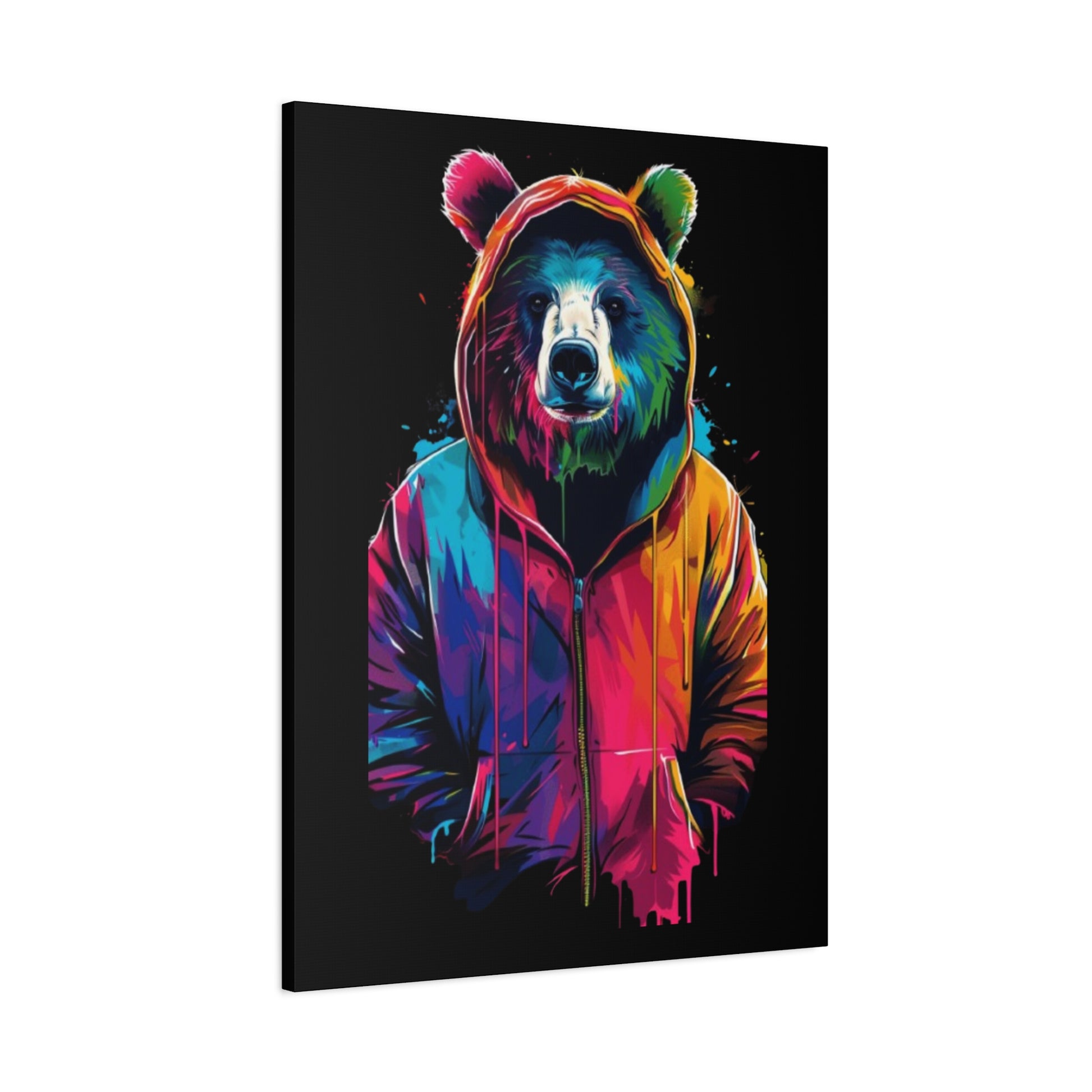Vibrant Bear Canvas Art, Colorful Wall Decor, Modern Animal Painting, Home Aesthetic, Unique Gift Idea, Wildlife Lover Decor - VYBE Shop