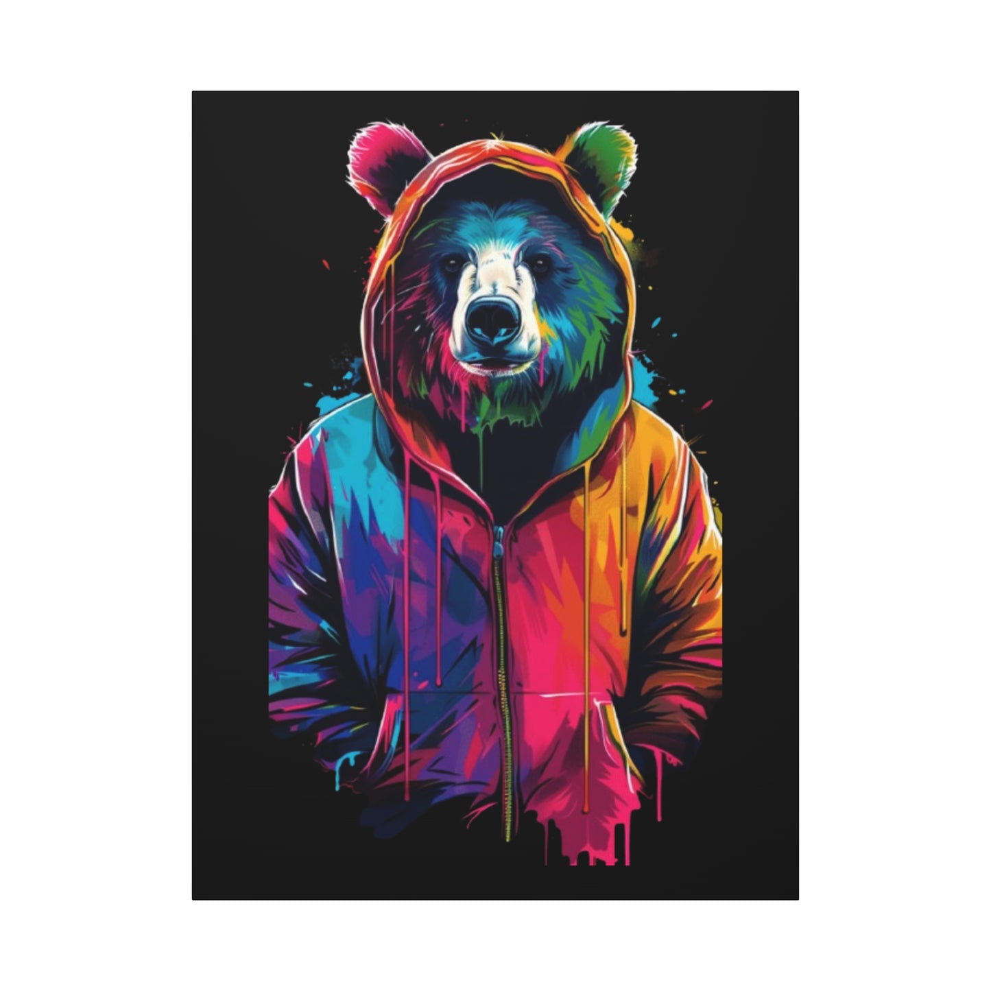 Vibrant Bear Canvas Art, Colorful Wall Decor, Modern Animal Painting, Home Aesthetic, Unique Gift Idea, Wildlife Lover Decor - VYBE Shop
