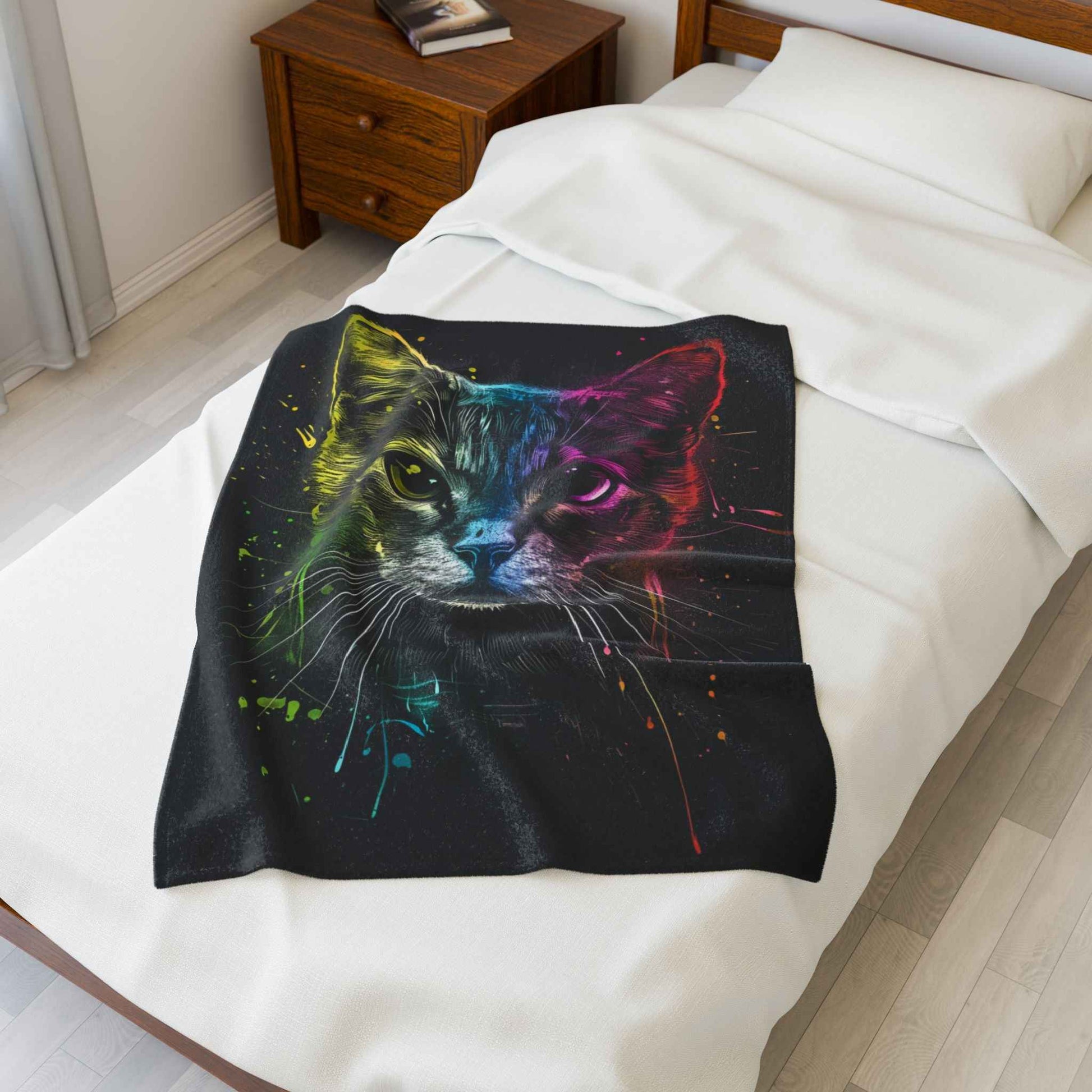 Rainbow Cat Blanket - Cozy Plush Throw for Cat Lovers