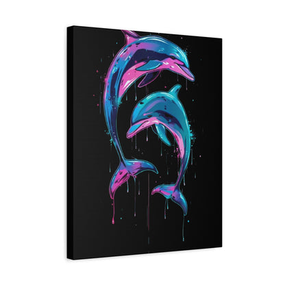 Neon Dolphin Design, Framed Canvas - VYBE Shop