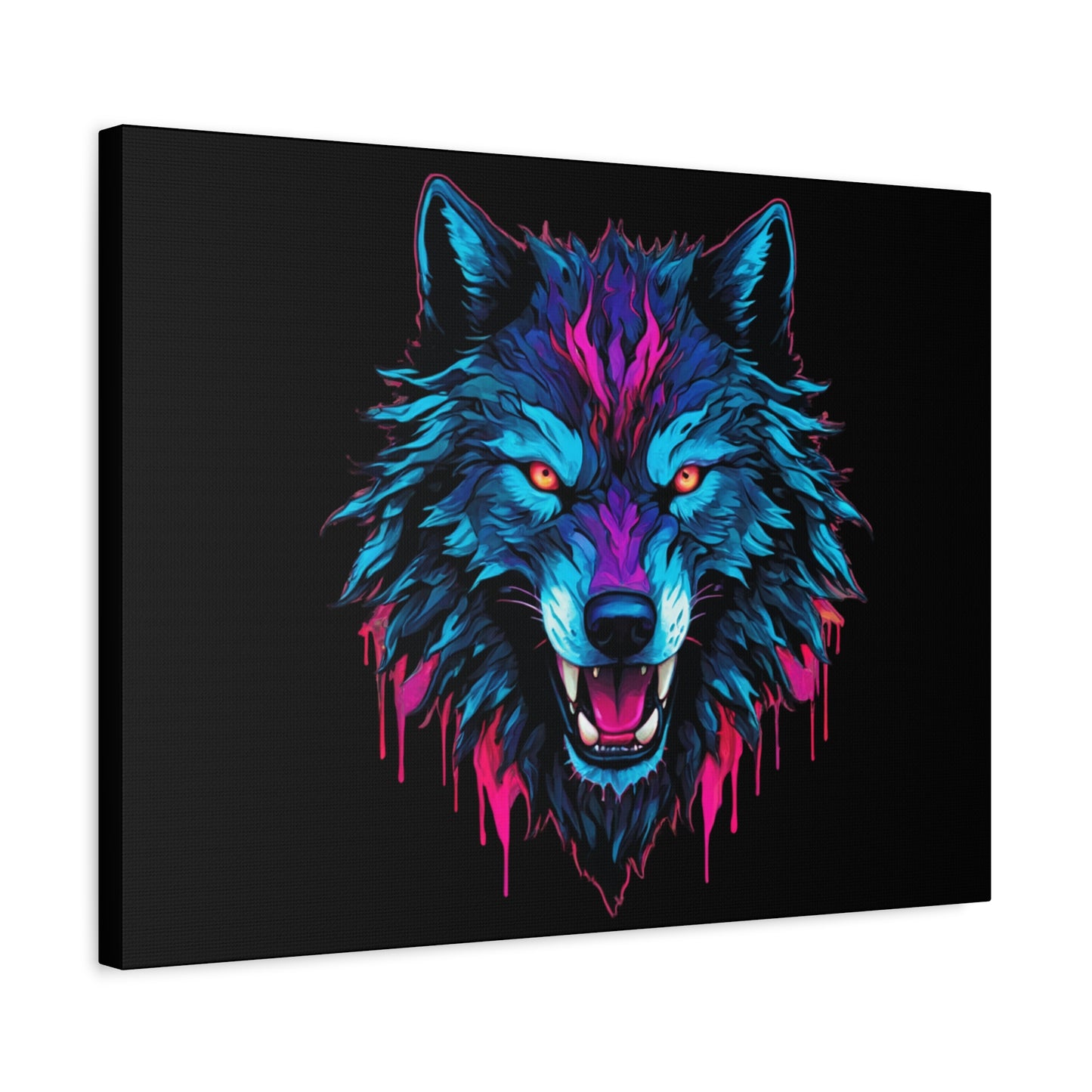 Neon Wolf Canvas Art, Colorful Wolf Wall Decor, Animal Lover Gift, Bold Home Decoration, Unique Art Print - VYBE Shop