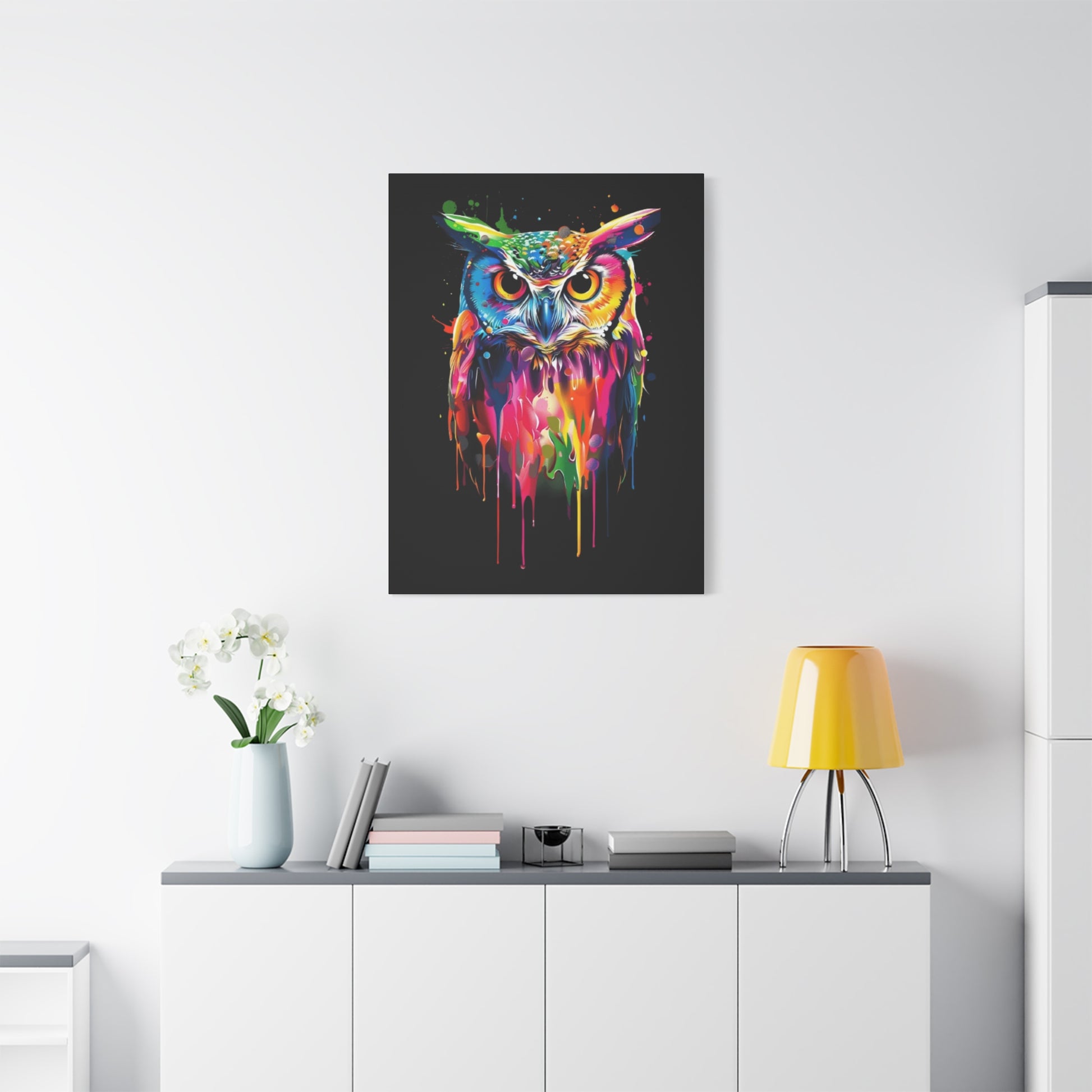 Neon Owl Matte Canvas Framed Print - VYBE Shop