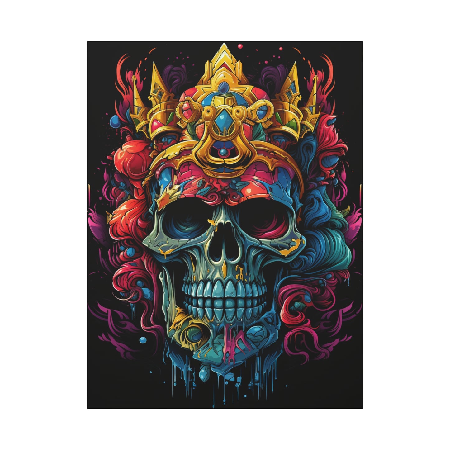 Vibrant Skull Canvas Art, Wall Decoration, Gothic Home Decor, Colorful Artwork, Unique Gift for Halloween, Artistic Wall Hanging - VYBE Shop