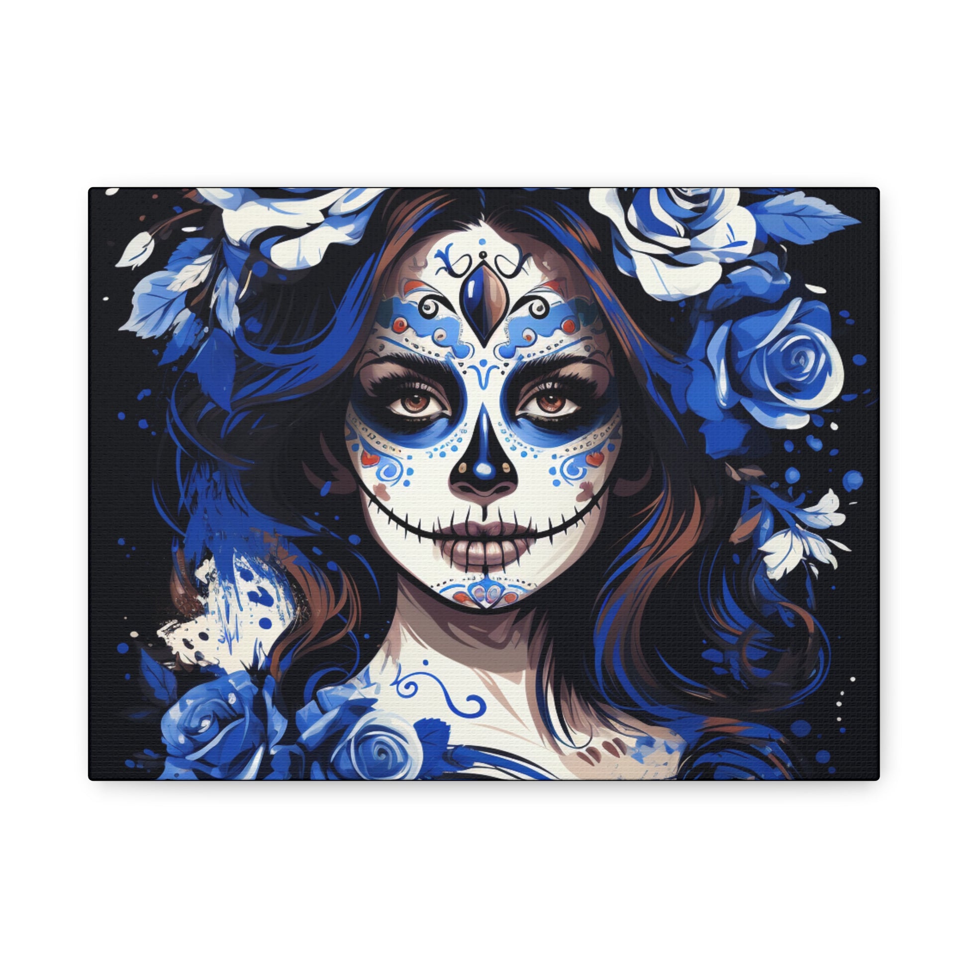 Vibrant Sugar Skull Canvas Art, Day of the Dead Decor, Wall Art, Gift for Art Lovers, Unique Home Decoration, Boho Style Art - VYBE Shop