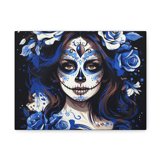 Vibrant Sugar Skull Canvas Art, Day of the Dead Decor, Wall Art, Gift for Art Lovers, Unique Home Decoration, Boho Style Art - VYBE Shop