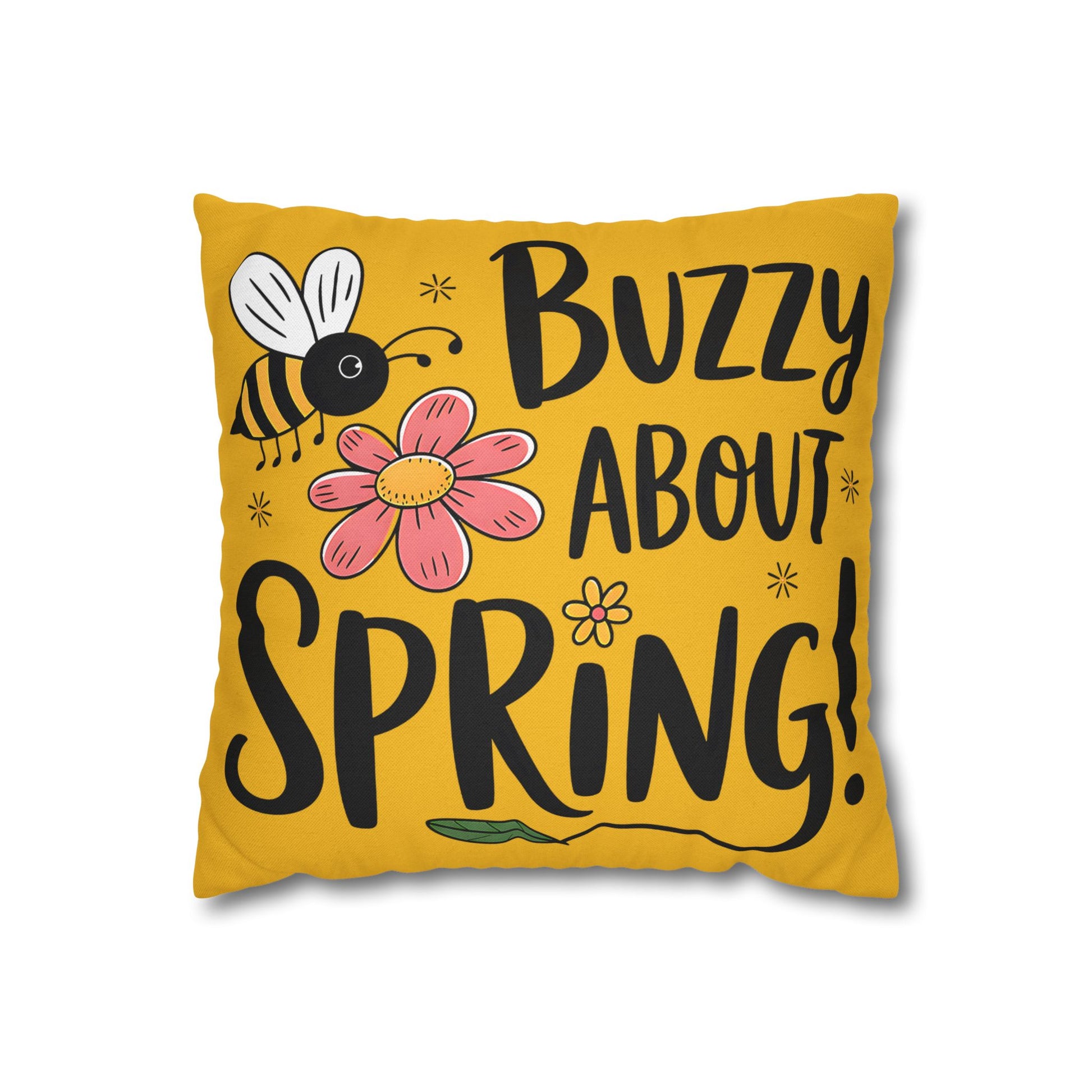 Buzzing Spring Pillowcase - Bee Themed Decorative Cushion Cover for Spring Home Decor and Floral Accent Gifts - VYBE Shop