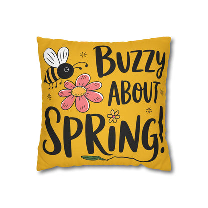Buzzing Spring Pillowcase - Bee Themed Decorative Cushion Cover for Spring Home Decor and Floral Accent Gifts - VYBE Shop