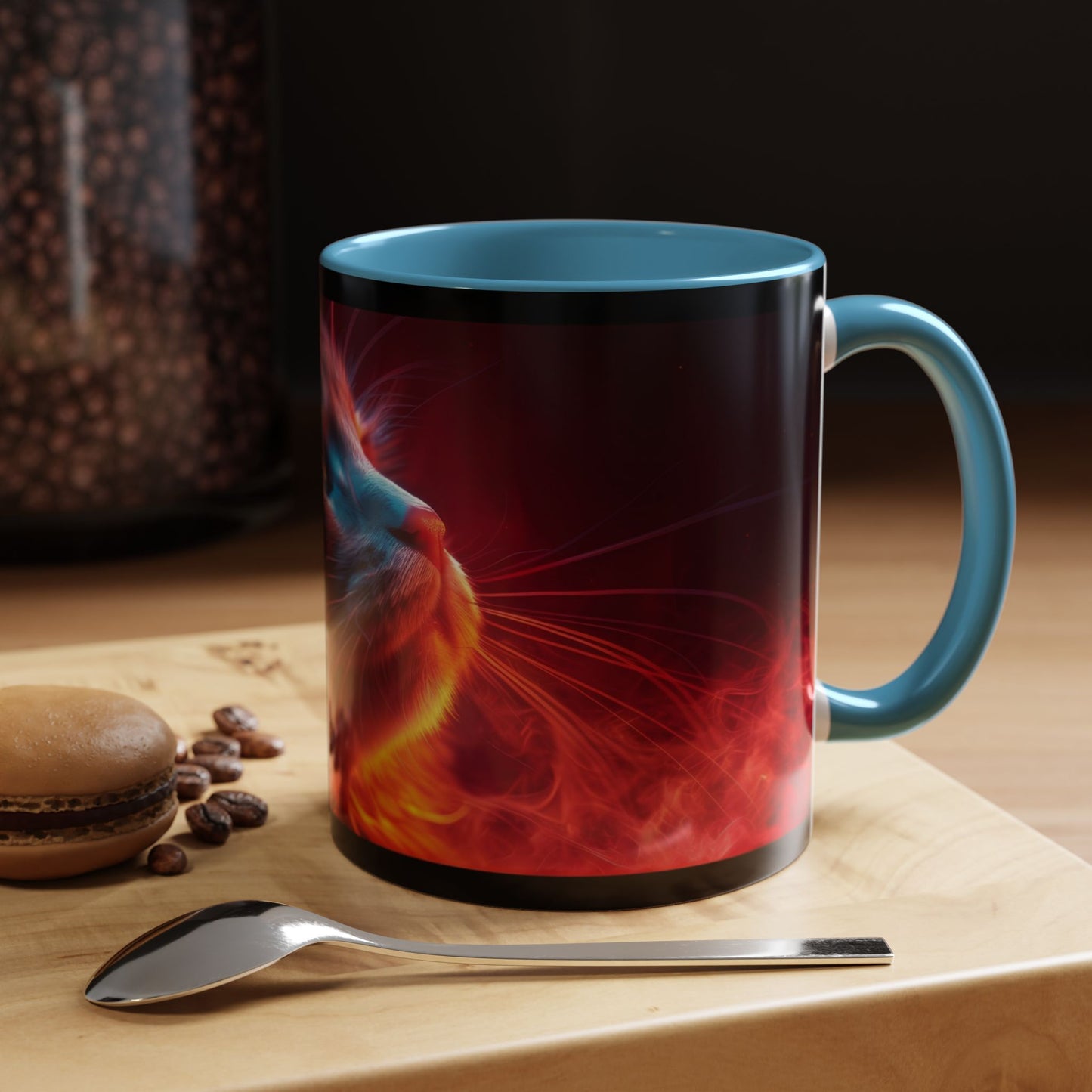 Cosmic Cat Coffee Mug - Vibrant Colorful Design, Cat Lover Gift, Unique Accented Mug, Pet Owner Gift, Cosmic Art Drinkware - VYBE