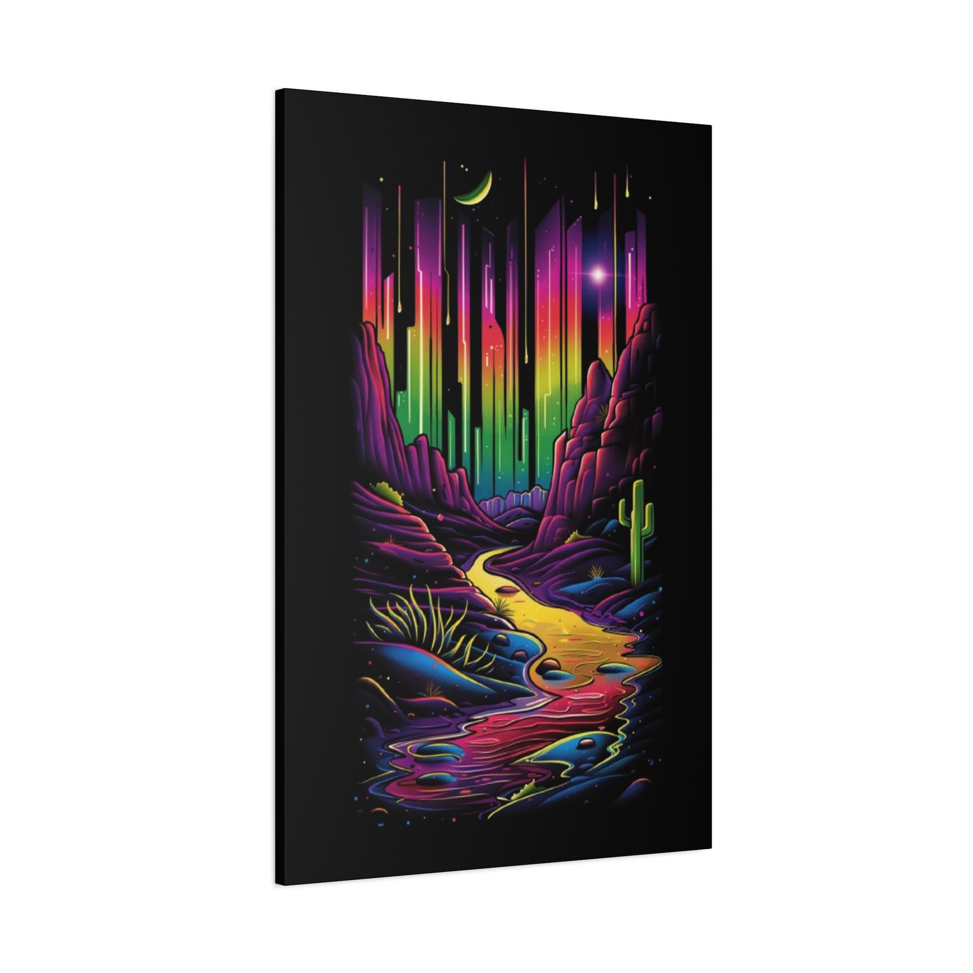 Neon Nature Canvas Art, Wall Decor, Colorful Landscape, Bohemian Home Decor, Gift for Art Lovers, Unique Wall Hanging - VYBE Shop
