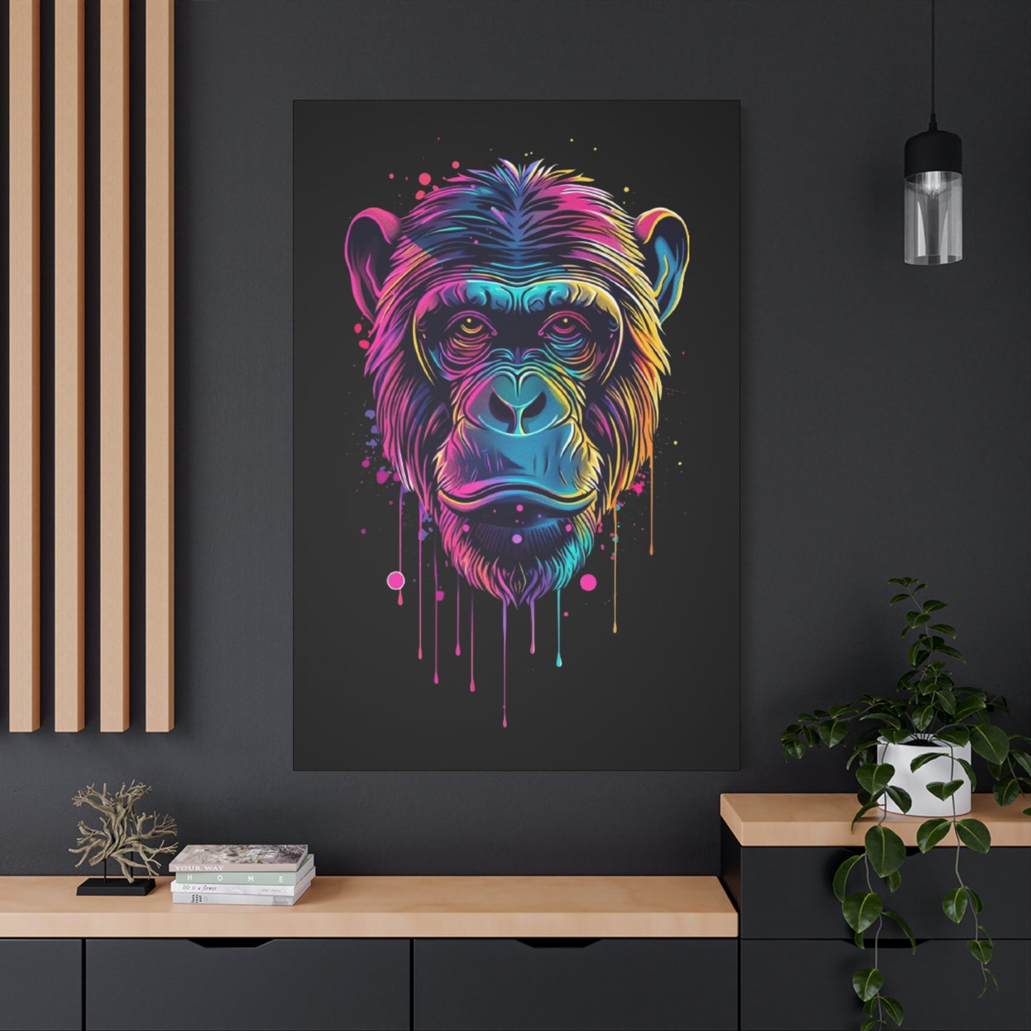 Colorful Monkey Canvas Art, Wall Decor, Animal Lover Gift, Gamer Room Design, Colorful Home Decoration - VYBE Shop