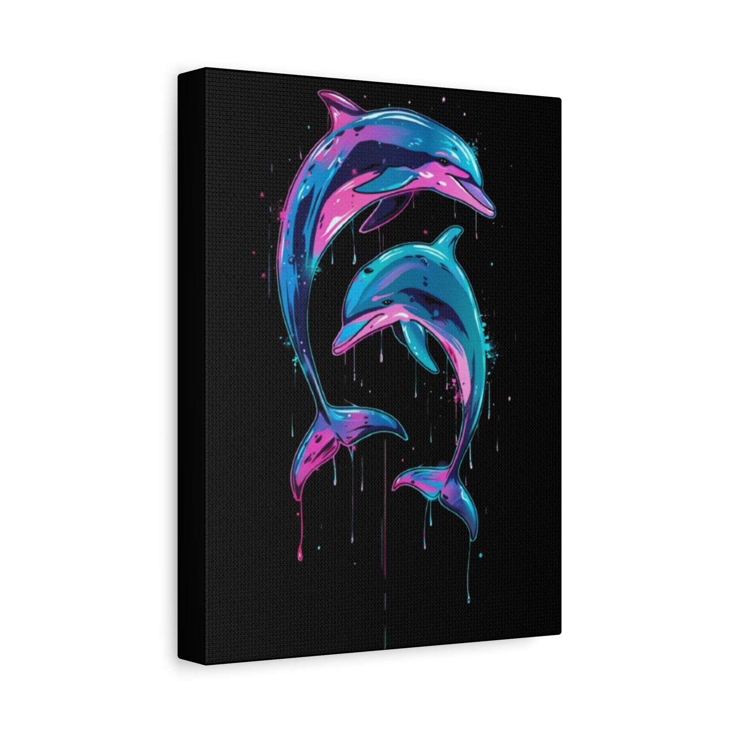 Neon Dolphin Design, Framed Canvas - VYBE Shop
