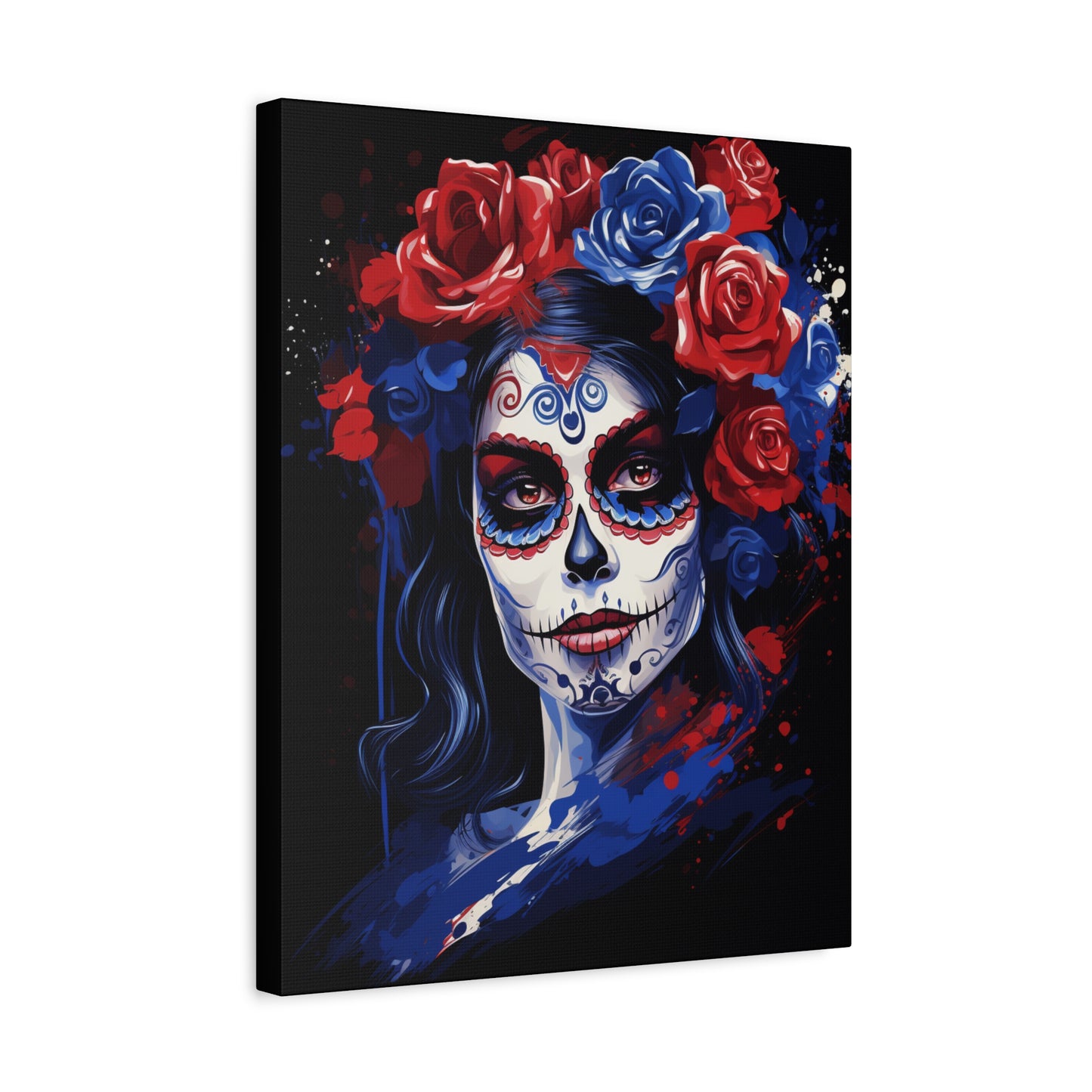 Canvas Art Print, Day of the Dead Decor, Floral Skull Artwork, Gothic Wall Art, Halloween Decoration, Unique Gift Idea, Mexican Tradition - VYBE Shop