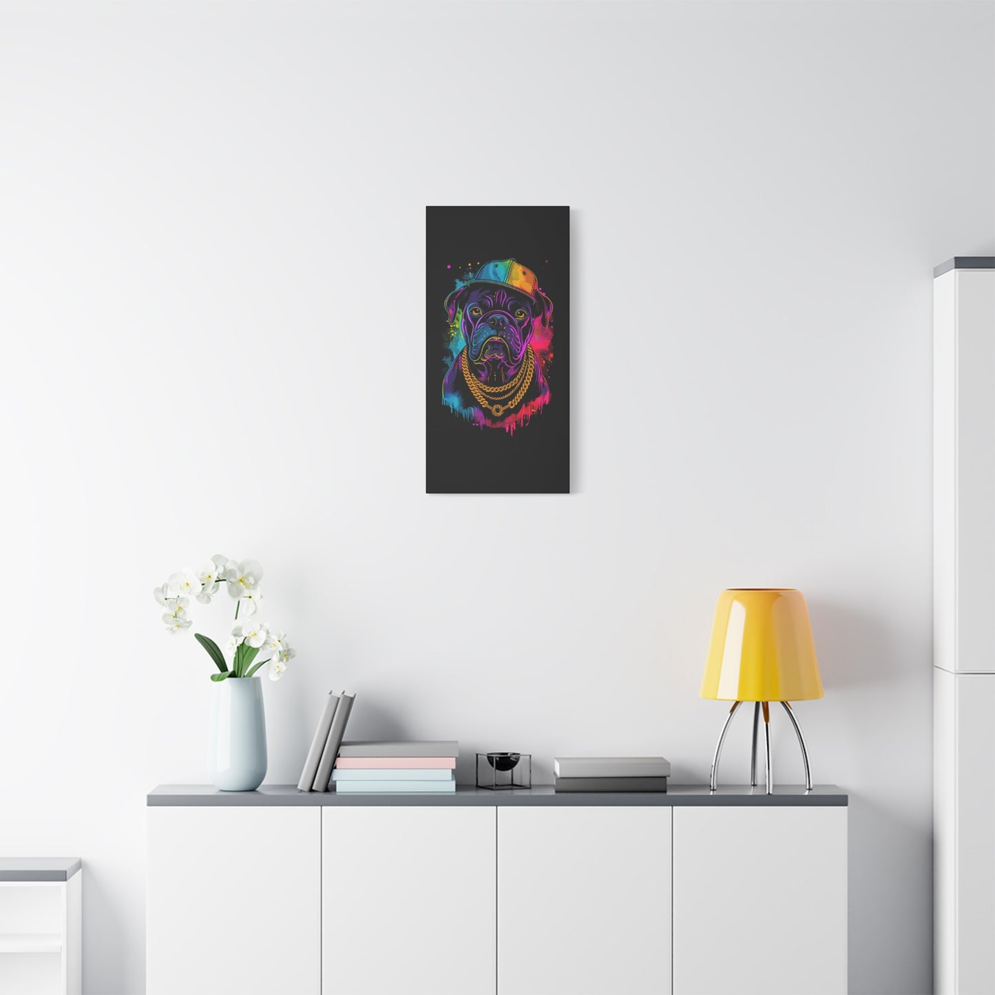 Neon Dog In Chain Matte Canvas, Stretched, 1.25" - VYBE Shop