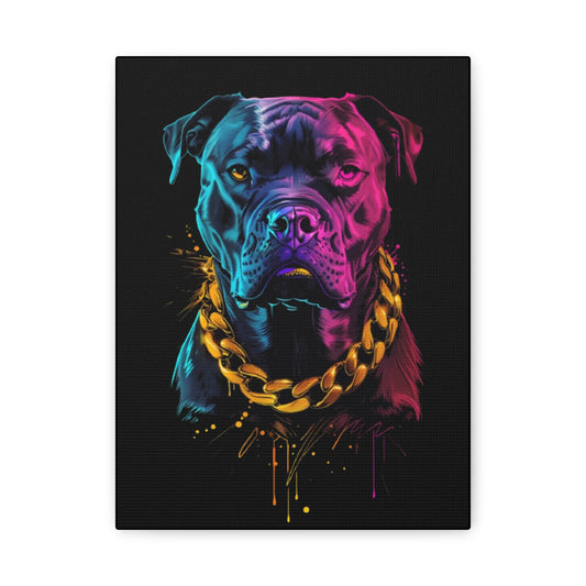Neon Dog Portrait Canvas Print, Colorful Pet Art Wall Decor, Dog Lover Gift, Home Decoration, Unique Pet Memorial - VYBE Shop