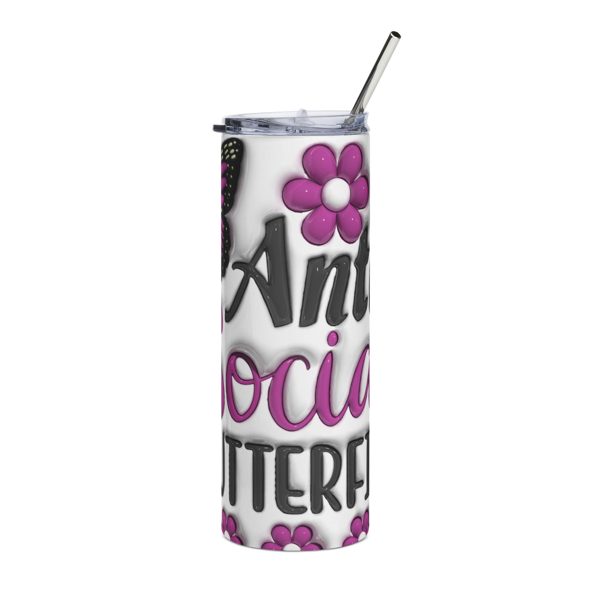Anti Social Butterfly Stainless Steel Tumbler, 20oz - VYBE