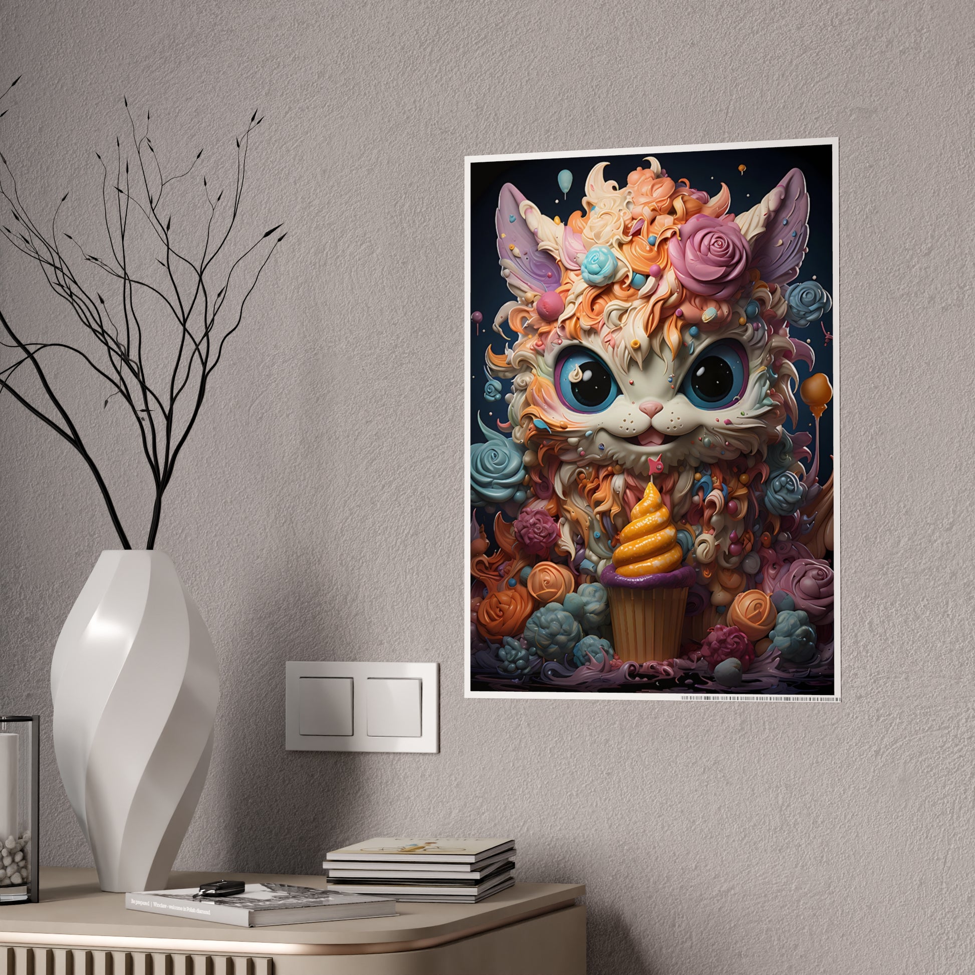Whimsical Cat Art Print - Charming Poster for Kids Room Decor - VYBE Shop