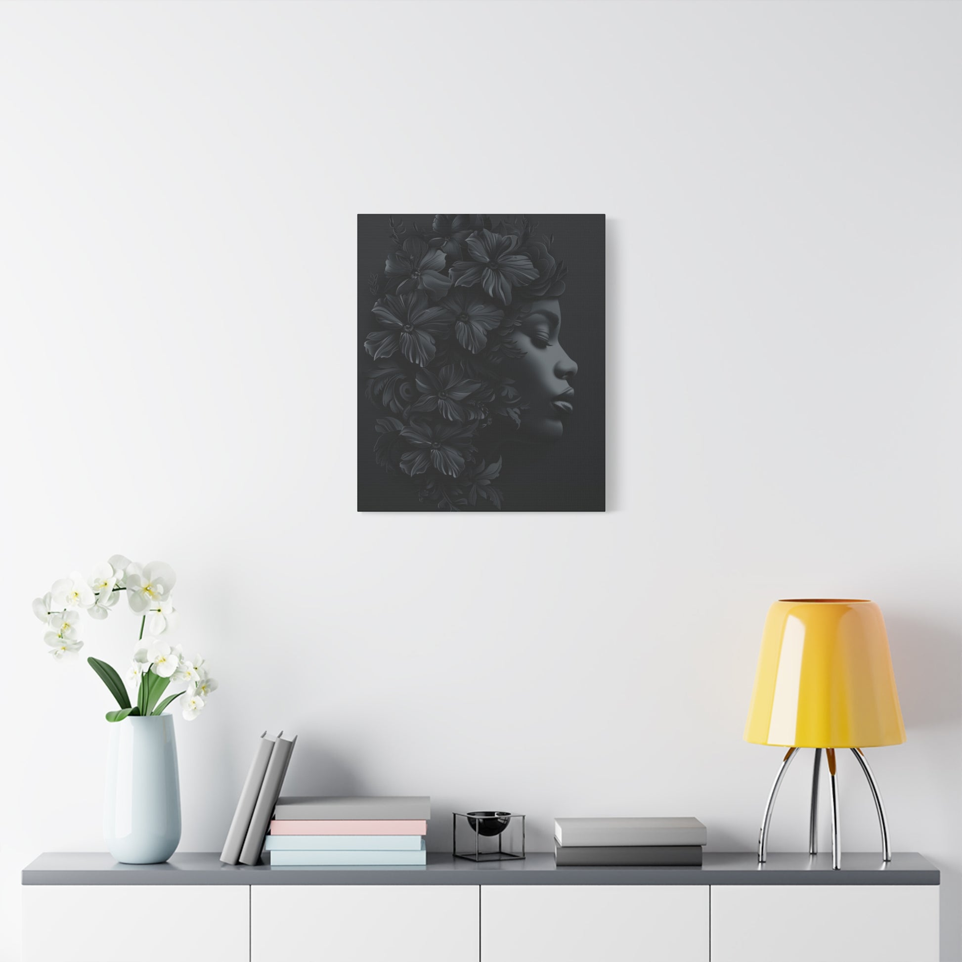 Elegant Floral Canvas Wall Art, Modern Home Decor, Black and White Art, Contemporary Living Room Decor, Gift for Her, Minimalist Art - VYBE Shop