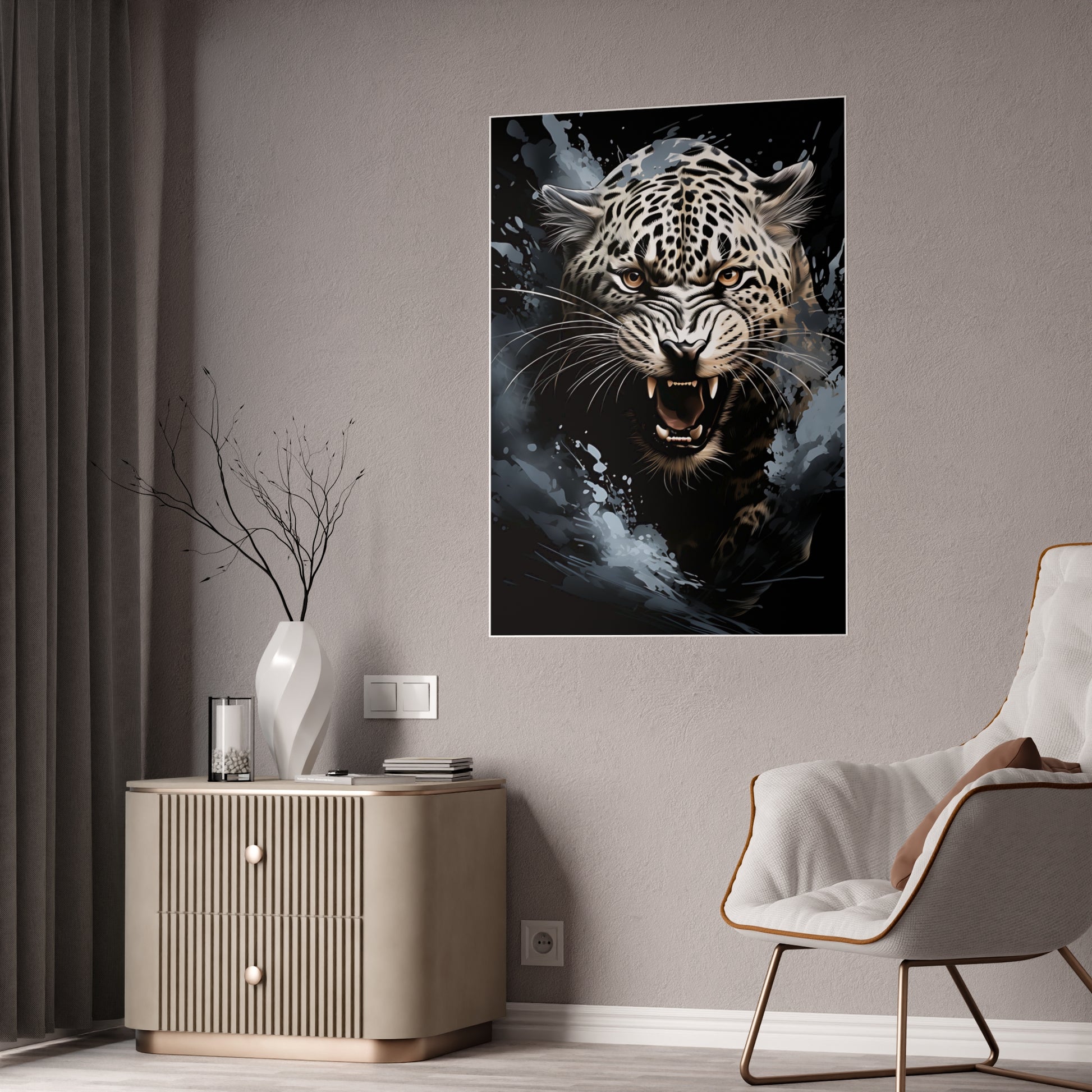 Leopard Wall Art Poster - Fierce Animal Gloss Print for Home Decor and Nature Lovers - VYBE Shop