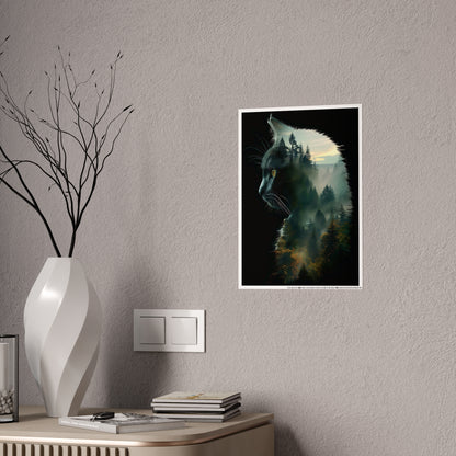 Mystical Cat Wall Art Print - Glossy Poster for Cat Lovers, Unique Nature-Inspired Home Decor - VYBE Shop